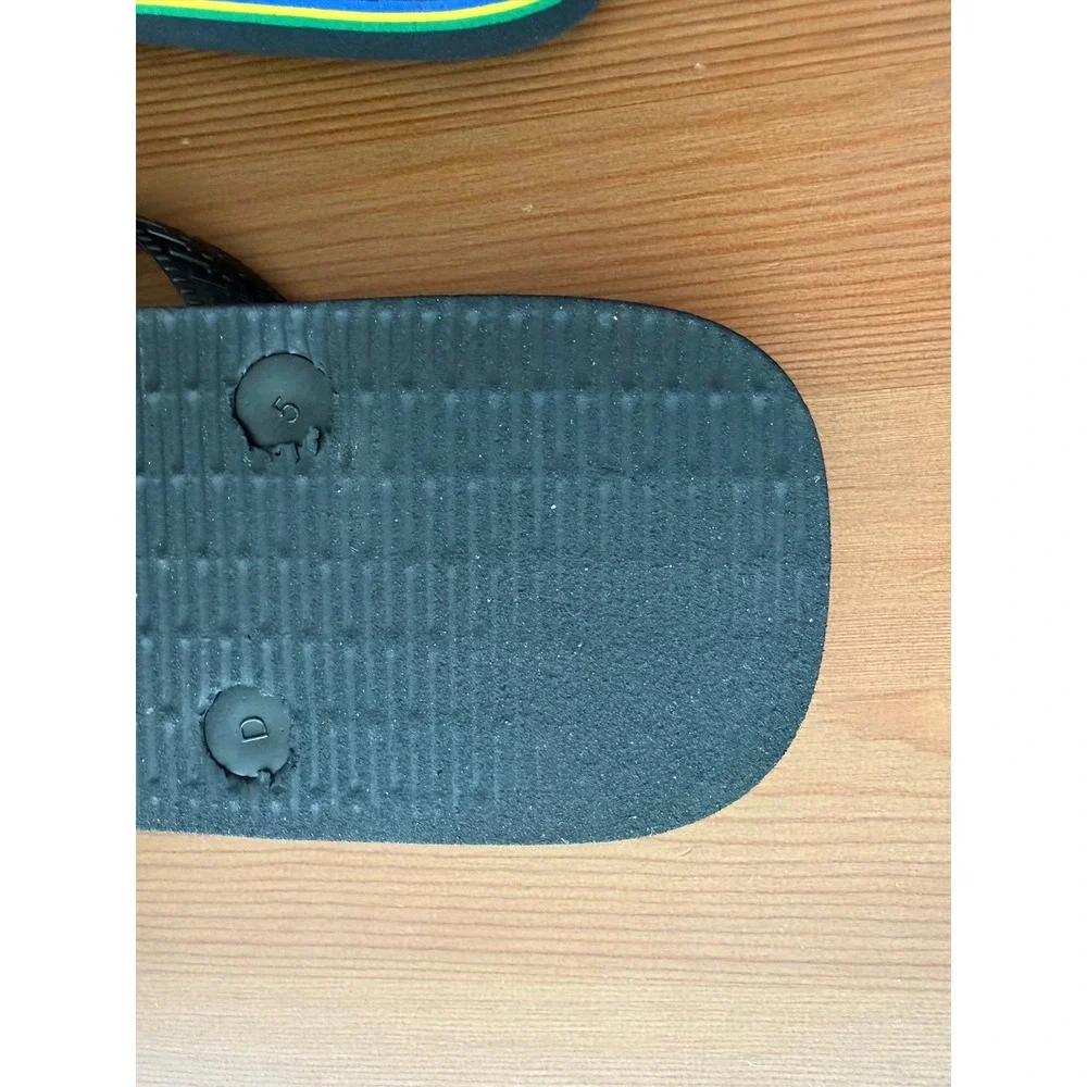 Havaianas Brasil Logo Black Flip Flops Sandals Mens 7/8 Womens 9/10